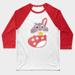 Hamster in a Christmas Stocking Munching Away Baseball T-Shirt